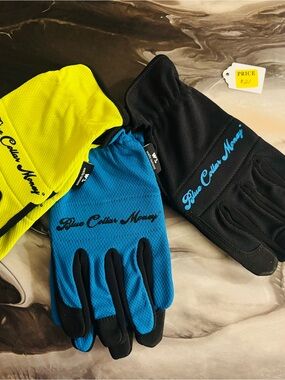 Blue Collar Money Men's Work Gloves — Black, Blue & Yellow